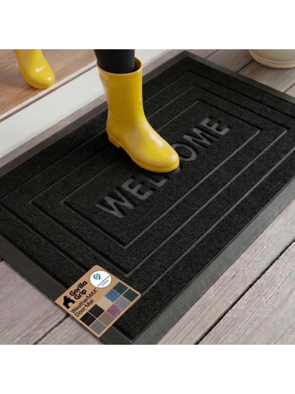 100% Waterproof All-Season Doormat - Natural Rubber, Stain & Fade Resistant